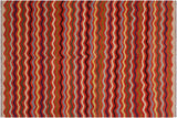 Flat Weave Kilim, Antique, Navaho, Vintage, Handmade, Modern Kilim Rust Beige Hand-Woven Rectangle 100% Wool Area Rug 5 x 6