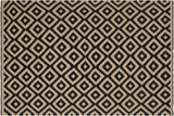 Flat Weave Kilim, Antique, Navaho, Vintage, Handmade, Modern Kilim Beige Black Hand-Woven Rectangle 100% Wool Area Rug 7 x 10