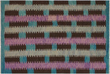 Flat Weave Kilim, Antique, Navaho, Vintage, Handmade, Modern Kilim Teal Brown Hand-Woven Rectangle 100% Wool Area Rug 9 x 10