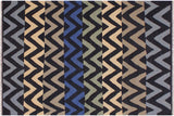 Flat Weave Kilim, Antique, Navaho, Vintage, Handmade, Modern Kilim Black Ivory Hand-Woven Rectangle 100% Wool Area Rug 5 x 7