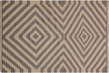 Flat Weave Kilim, Antique, Navaho, Vintage, Handmade, Modern Kilim Ivory Grey Hand-Woven Rectangle 100% Wool Area Rug 4 x 6