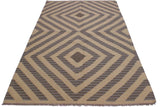 Flat Weave Kilim, Antique, Navaho, Vintage, Handmade, Modern Kilim Ivory Grey Hand-Woven Rectangle 100% Wool Area Rug 5 x 7