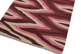 Flat Weave Kilim, Antique, Navaho, Vintage, Handmade, Modern Kilim Red Pink Hand-Woven Rectangle 100% Wool Area Rug 4 x 6