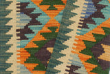 Flat Weave Kilim, Antique, Navaho, Vintage, Handmade, Geometric Kilim Rust Blue Hand-Woven Rectangle 100% Wool Area Rug 2 x 3