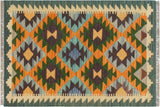 Retro Turkish Kilim Jeramy Hand-Woven Wool Rug - 2'0'' x 2'11''
