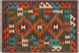 Southwestern Turkish Kilim Gwenn Hand-Woven Wool Rug - 2'0'' x 2'11''