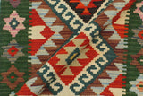 Flat Weave Kilim, Antique, Navaho, Vintage, Handmade, Geometric Kilim Rust Green Hand-Woven Rectangle 100% Wool Area Rug 2 x 3