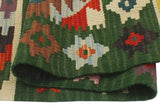 Flat Weave Kilim, Antique, Navaho, Vintage, Handmade, Geometric Kilim Rust Green Hand-Woven Rectangle 100% Wool Area Rug 2 x 3
