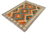 Flat Weave Kilim, Antique, Navaho, Vintage, Handmade, Geometric Kilim Rust Purple Hand-Woven Rectangle 100% Wool Area Rug 2 x 3