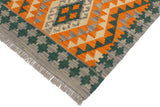 Flat Weave Kilim, Antique, Navaho, Vintage, Handmade, Geometric Kilim Orange Purple Hand-Woven Rectangle 100% Wool Area Rug 2 x 3