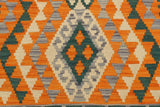 Flat Weave Kilim, Antique, Navaho, Vintage, Handmade, Geometric Kilim Orange Purple Hand-Woven Rectangle 100% Wool Area Rug 2 x 3