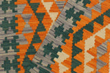 Flat Weave Kilim, Antique, Navaho, Vintage, Handmade, Geometric Kilim Orange Purple Hand-Woven Rectangle 100% Wool Area Rug 2 x 3