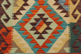 Flat Weave Kilim, Antique, Navaho, Vintage, Handmade, Geometric Kilim Rust Brown Hand-Woven Rectangle 100% Wool Area Rug 2 x 3