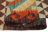 Flat Weave Kilim, Antique, Navaho, Vintage, Handmade, Geometric Kilim Rust Brown Hand-Woven Rectangle 100% Wool Area Rug 2 x 3