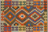 Bohemian Turkish Kilim Mariann Hand-Woven Wool Rug - 2'7'' x 4'1''