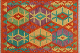 Bohemian Turkish Kilim Larisa Hand-Woven Wool Rug - 2'11'' x 3'10''
