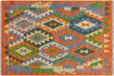 Rustic Turkish Kilim Reynalda Hand-Woven Wool Rug - 3'0'' x 3'3''
