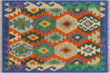 Rustic Turkish Kilim Yang Hand-Woven Wool Rug - 2'9'' x 3'4''