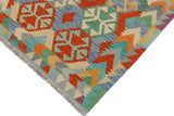 Flat Weave Kilim, Antique, Navaho, Vintage, Handmade, Geometric Kilim Rust Blue Hand-Woven Rectangle 100% Wool Area Rug 4 x 5