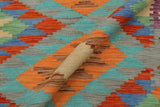 Flat Weave Kilim, Antique, Navaho, Vintage, Handmade, Geometric Kilim Blue Rust Hand-Woven Rectangle 100% Wool Area Rug 3 x 5