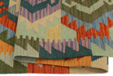 Flat Weave Kilim, Antique, Navaho, Vintage, Handmade, Geometric Kilim Beige Blue Hand-Woven Rectangle 100% Wool Area Rug 3 x 5