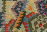 Flat Weave Kilim, Antique, Navaho, Vintage, Handmade, Geometric Kilim Beige Blue Hand-Woven Rectangle 100% Wool Area Rug 3 x 5
