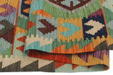 Flat Weave Kilim, Antique, Navaho, Vintage, Handmade, Geometric Kilim Gray Blue Hand-Woven Rectangle 100% Wool Area Rug 3 x 5