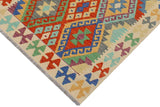 Flat Weave Kilim, Antique, Navaho, Vintage, Handmade, Geometric Kilim Rust Beige Hand-Woven Rectangle 100% Wool Area Rug 3 x 5