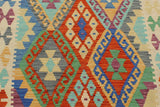 Flat Weave Kilim, Antique, Navaho, Vintage, Handmade, Geometric Kilim Rust Beige Hand-Woven Rectangle 100% Wool Area Rug 3 x 5
