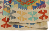 Flat Weave Kilim, Antique, Navaho, Vintage, Handmade, Geometric Kilim Rust Beige Hand-Woven Rectangle 100% Wool Area Rug 3 x 5