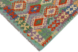 Flat Weave Kilim, Antique, Navaho, Vintage, Handmade, Geometric Kilim Rust Blue Hand-Woven Rectangle 100% Wool Area Rug 3 x 5
