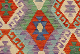 Flat Weave Kilim, Antique, Navaho, Vintage, Handmade, Geometric Kilim Rust Blue Hand-Woven Rectangle 100% Wool Area Rug 3 x 5