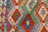 Flat Weave Kilim, Antique, Navaho, Vintage, Handmade, Geometric Kilim Rust Blue Hand-Woven Rectangle 100% Wool Area Rug 3 x 5