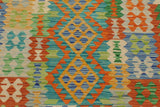 Flat Weave Kilim, Antique, Navaho, Vintage, Handmade, Geometric Kilim Gold Blue Hand-Woven Rectangle 100% Wool Area Rug 3 x 5