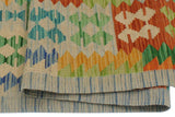 Flat Weave Kilim, Antique, Navaho, Vintage, Handmade, Geometric Kilim Gold Blue Hand-Woven Rectangle 100% Wool Area Rug 3 x 5