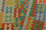 Flat Weave Kilim, Antique, Navaho, Vintage, Handmade, Geometric Kilim Gold Blue Hand-Woven Rectangle 100% Wool Area Rug 3 x 5