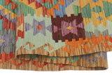 Flat Weave Kilim, Antique, Navaho, Vintage, Handmade, Geometric Kilim Rust Brown Hand-Woven Rectangle 100% Wool Area Rug 3 x 5