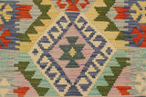 Flat Weave Kilim, Antique, Navaho, Vintage, Handmade, Geometric Kilim Rust Blue Hand-Woven Rectangle 100% Wool Area Rug 3 x 5