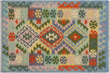 Retro Turkish Kilim Davis Hand-Woven Wool Rug - 3'0'' x 4'11''