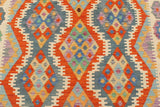 Flat Weave Kilim, Antique, Navaho, Vintage, Handmade, Geometric Kilim Rust Beige Hand-Woven Rectangle 100% Wool Area Rug 4 x 6