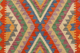 Flat Weave Kilim, Antique, Navaho, Vintage, Handmade, Geometric Kilim Blue Rust Hand-Woven Rectangle 100% Wool Area Rug 4 x 6