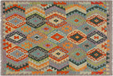 Southwestern Turkish Kilim Adelia Hand-Woven Wool Rug - 4'4'' x 5'5''