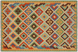 Modern Turkish Kilim Alfredia Hand-Woven Wool Rug - 4'0'' x 5'10''