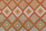 Flat Weave Kilim, Antique, Navaho, Vintage, Handmade, Geometric Kilim Rust Beige Hand-Woven Rectangle 100% Wool Area Rug 6 x 8