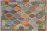 Rustic Turkish Kilim Jeni Hand-Woven Wool Rug - 5'1'' x 6'3''