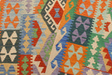 Flat Weave Kilim, Antique, Navaho, Vintage, Handmade, Geometric Kilim Rust Blue Hand-Woven Rectangle 100% Wool Area Rug 5 x 6