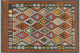 Tribal Turkish Kilim Astrid Hand-Woven Wool Rug - 5'1'' x 6'1''