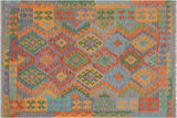 Southwestern Turkish Kilim Shaniqua Hand-Woven Wool Rug -5'2'' x 6'8''
