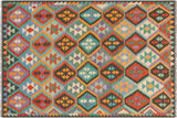 Retro Turkish Kilim Reese Hand-Woven Wool Rug - 5'6'' x 7'10''