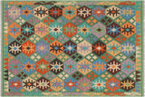 Southwestern Turkish Kilim Weber Hand-Woven Wool Rug - 5'0'' x 6'6''